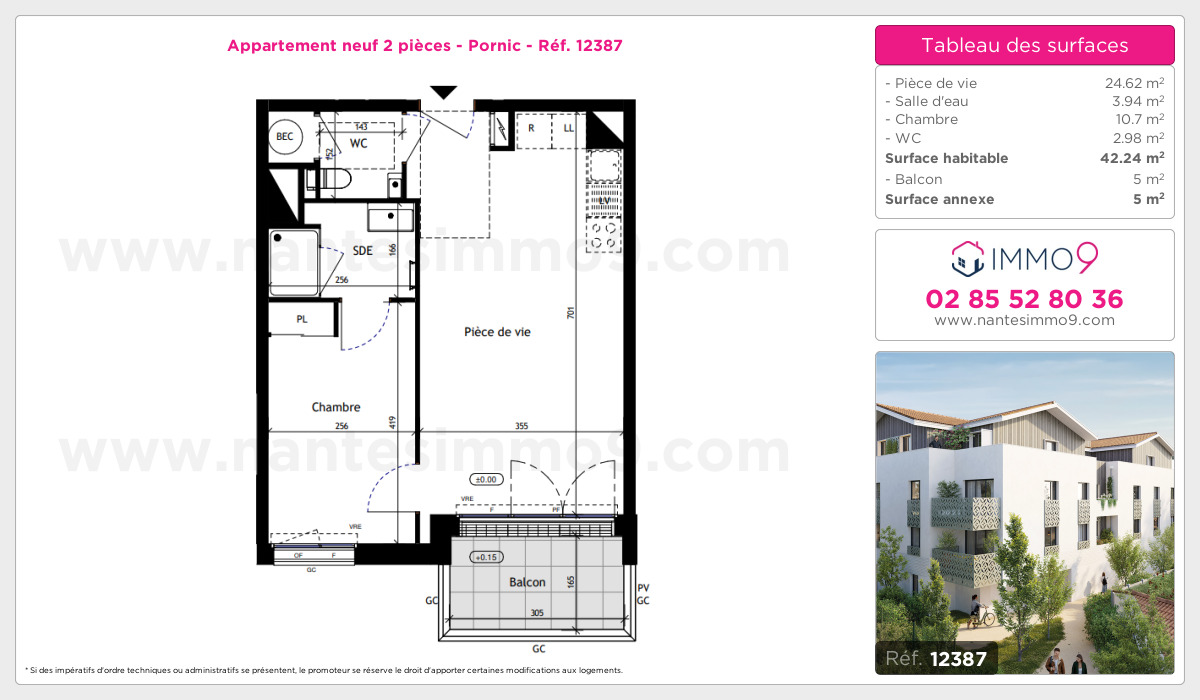 Plan et surfaces, Programme neuf Pornic Référence n° 12387