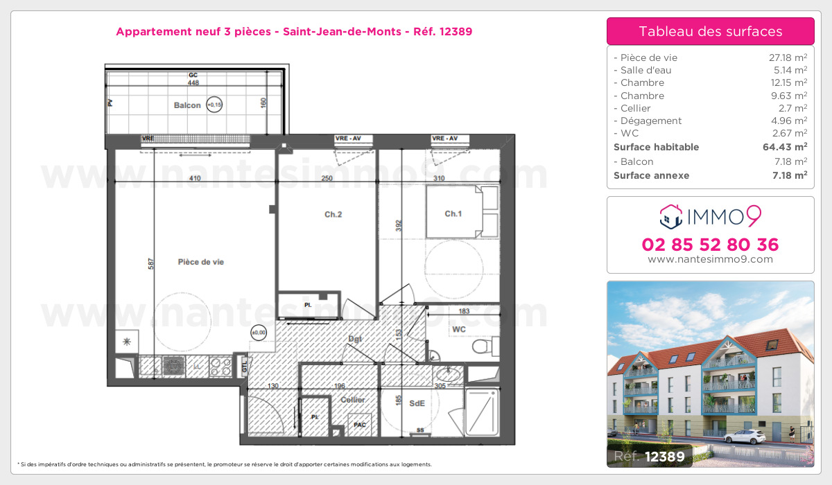 Plan et surfaces, Programme neuf Saint-Jean-de-Monts Référence n° 12389