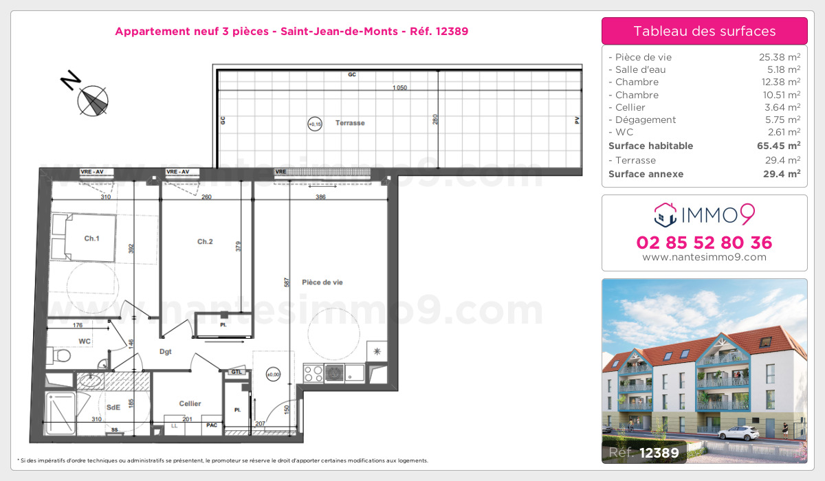 Plan et surfaces, Programme neuf Saint-Jean-de-Monts Référence n° 12389