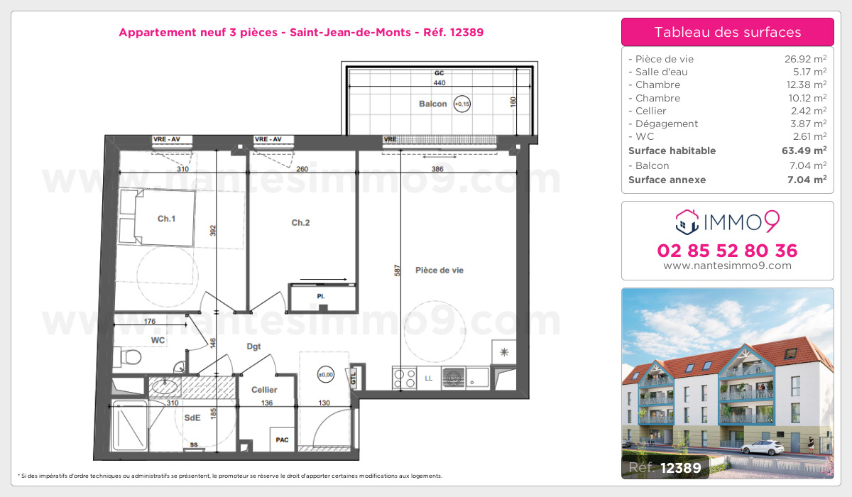 Plan et surfaces, Programme neuf Saint-Jean-de-Monts Référence n° 12389