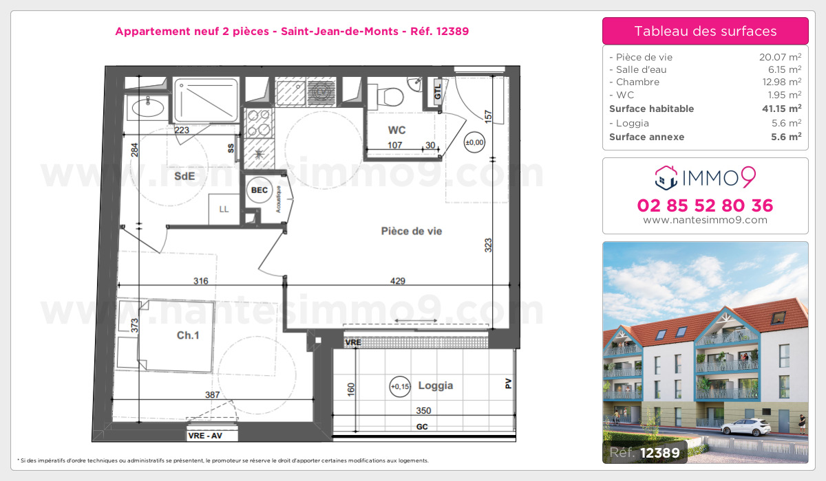 Plan et surfaces, Programme neuf Saint-Jean-de-Monts Référence n° 12389