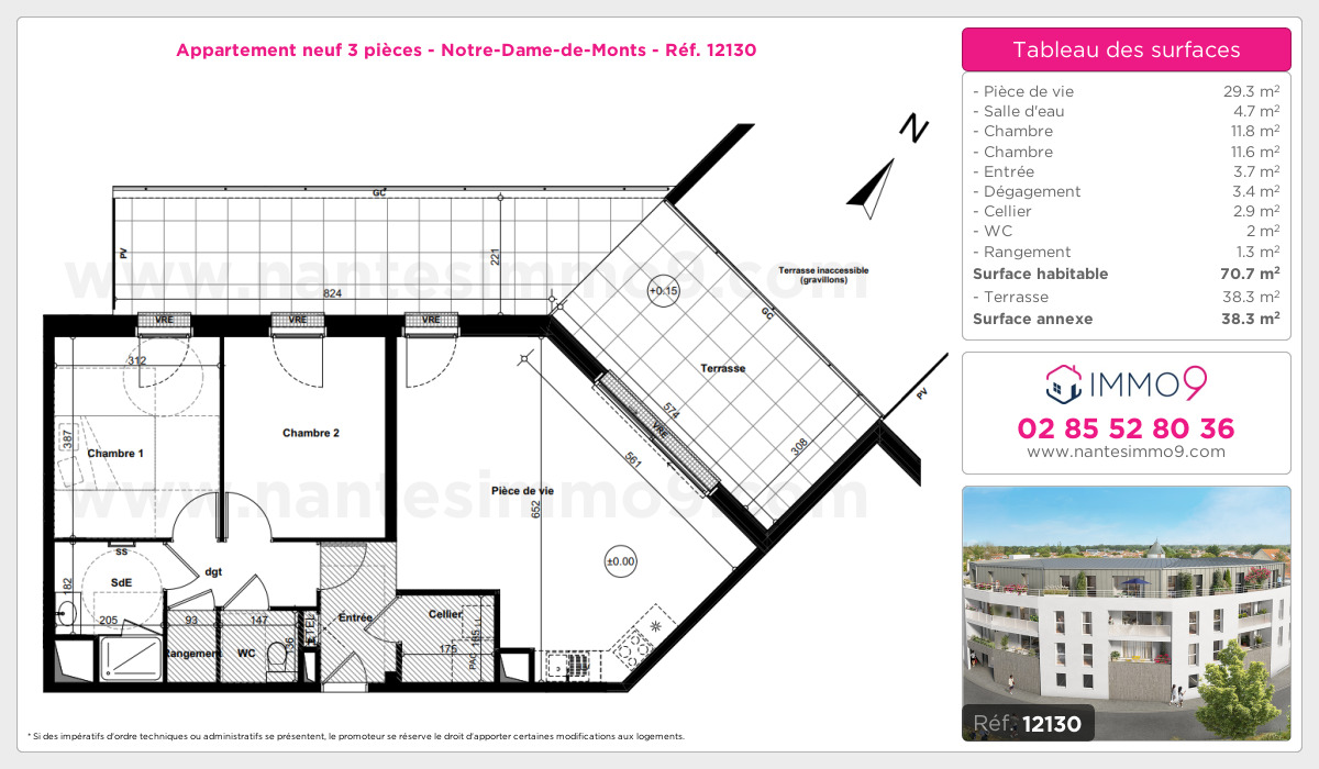 Plan et surfaces, Programme neuf Notre-Dame-de-Monts Référence n° 12130