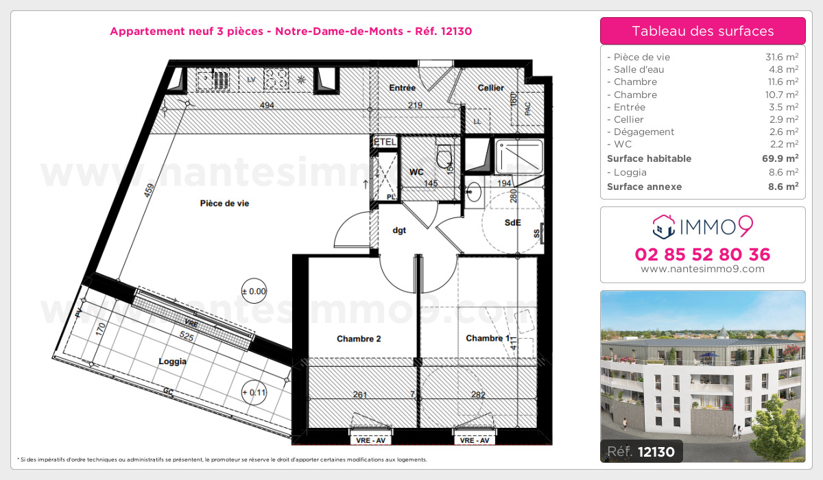 Plan et surfaces, Programme neuf Notre-Dame-de-Monts Référence n° 12130