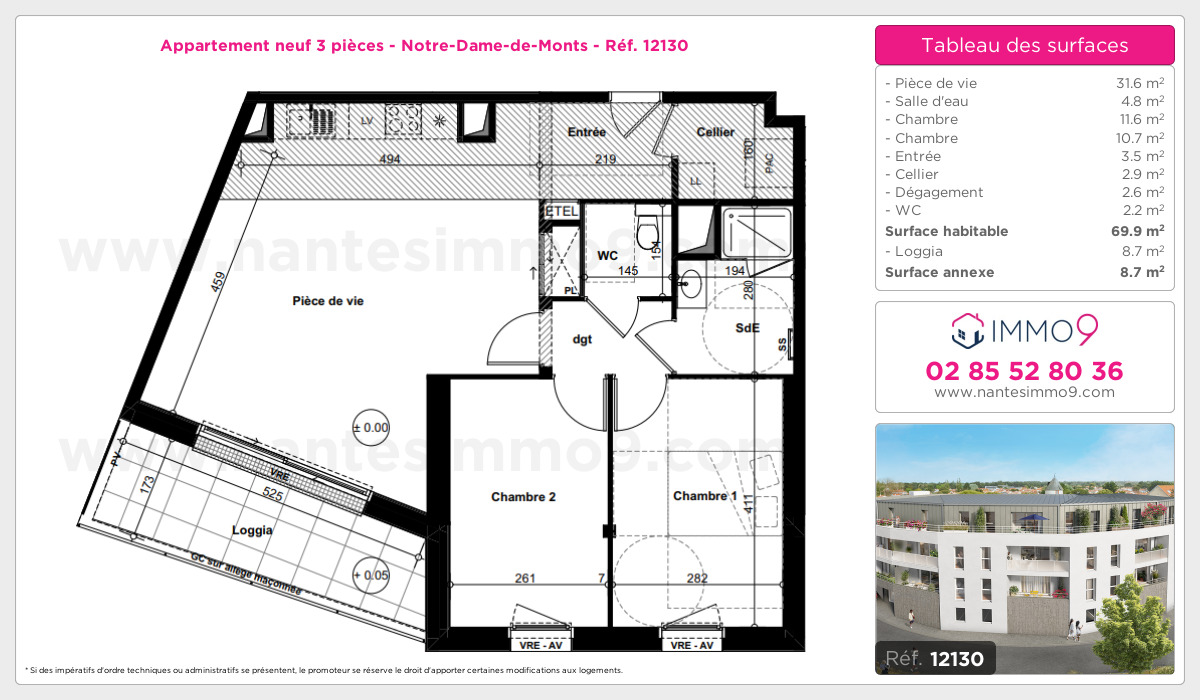 Plan et surfaces, Programme neuf Notre-Dame-de-Monts Référence n° 12130