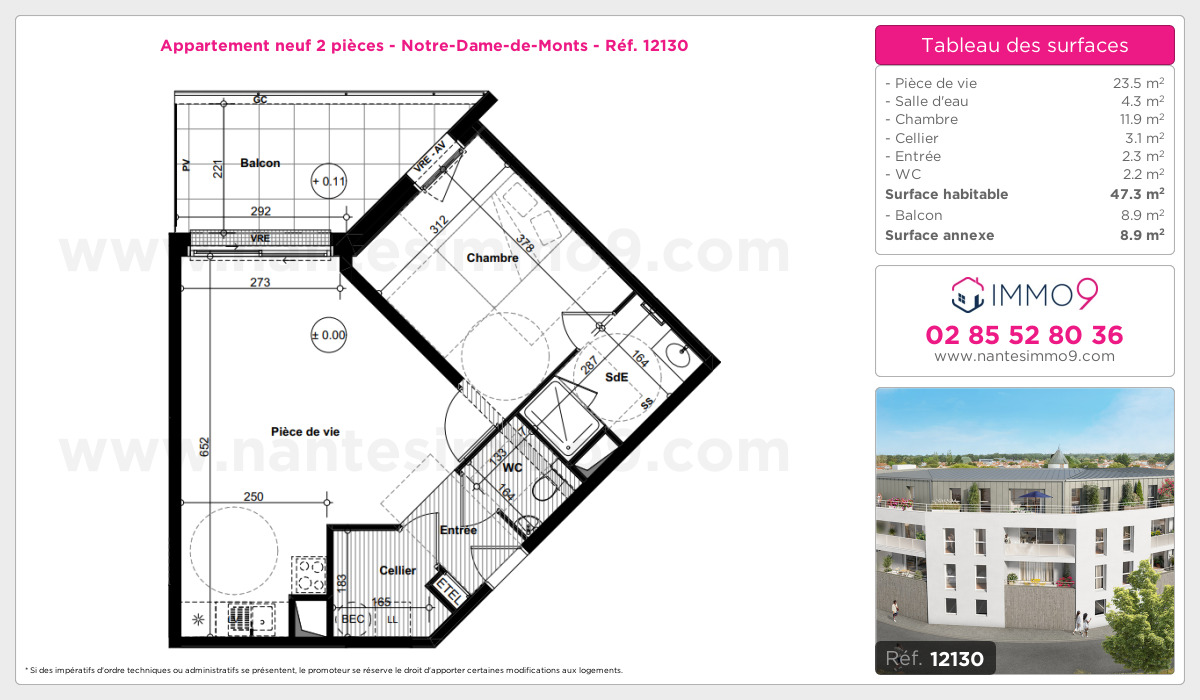 Plan et surfaces, Programme neuf Notre-Dame-de-Monts Référence n° 12130