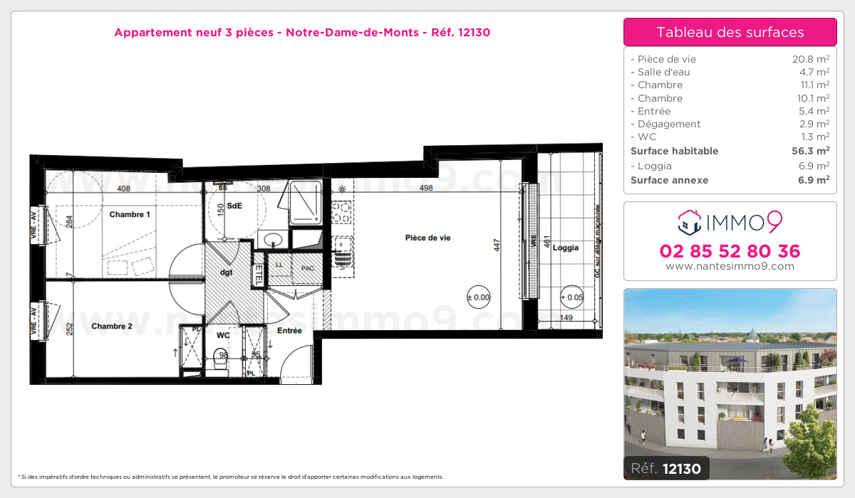 Plan et surfaces, Programme neuf Notre-Dame-de-Monts Référence n° 12130