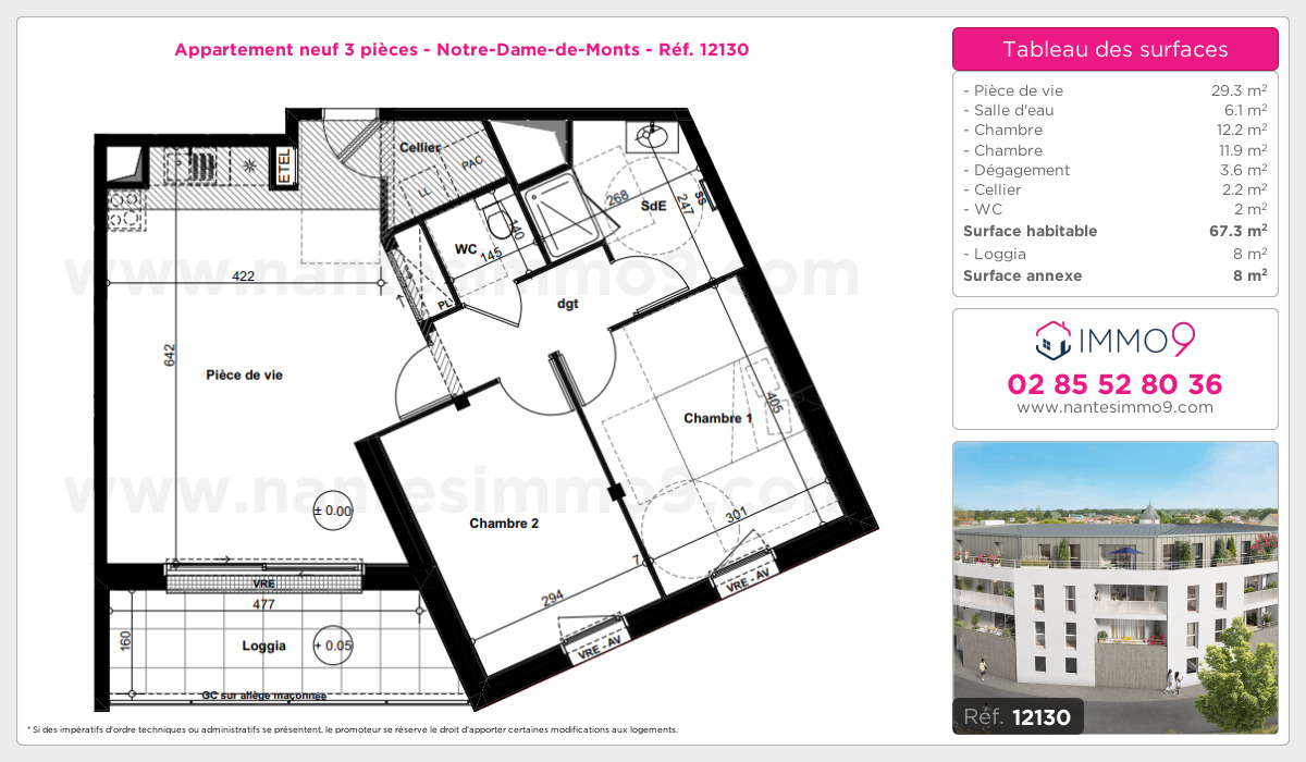 Plan et surfaces, Programme neuf Notre-Dame-de-Monts Référence n° 12130