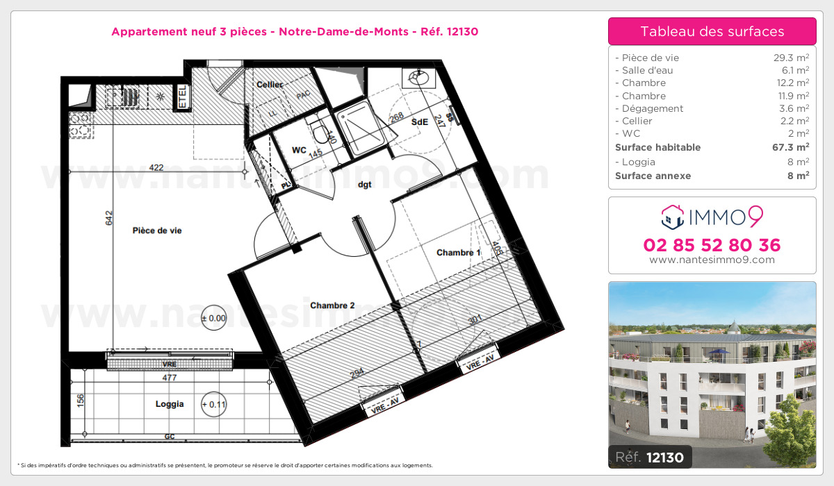 Plan et surfaces, Programme neuf Notre-Dame-de-Monts Référence n° 12130