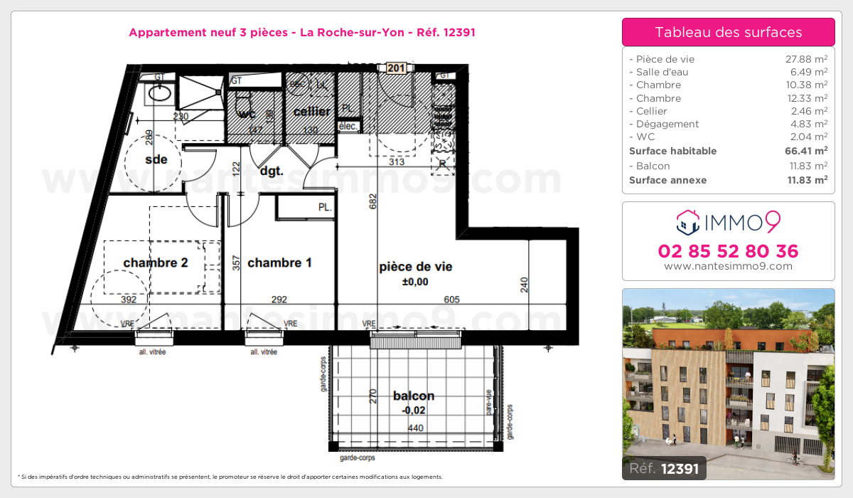 Plan et surfaces, Programme neuf Roche-sur-Yon Référence n° 12391