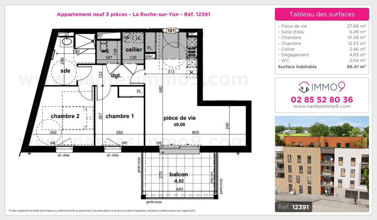 Plan et surfaces, Programme neuf Roche-sur-Yon Référence n° 12391