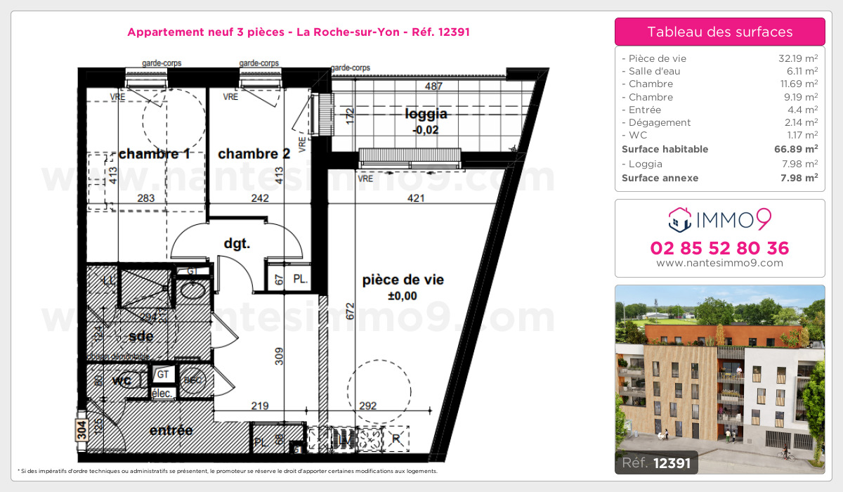 Plan et surfaces, Programme neuf Roche-sur-Yon Référence n° 12391