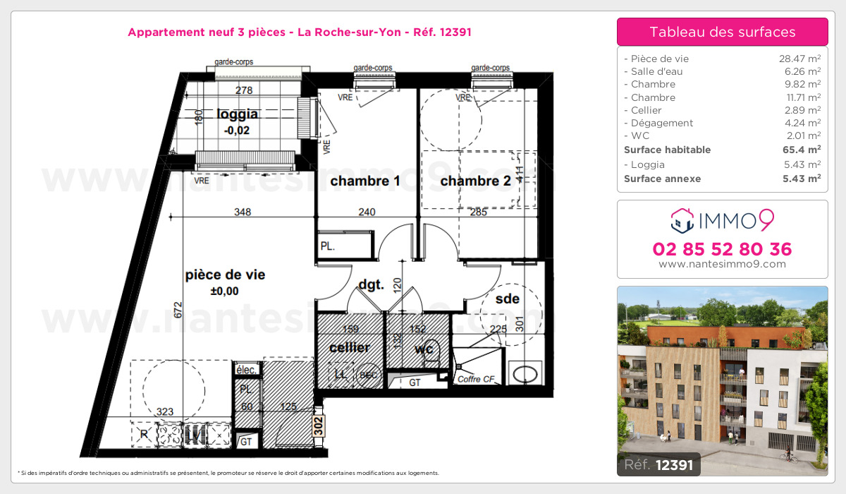 Plan et surfaces, Programme neuf Roche-sur-Yon Référence n° 12391