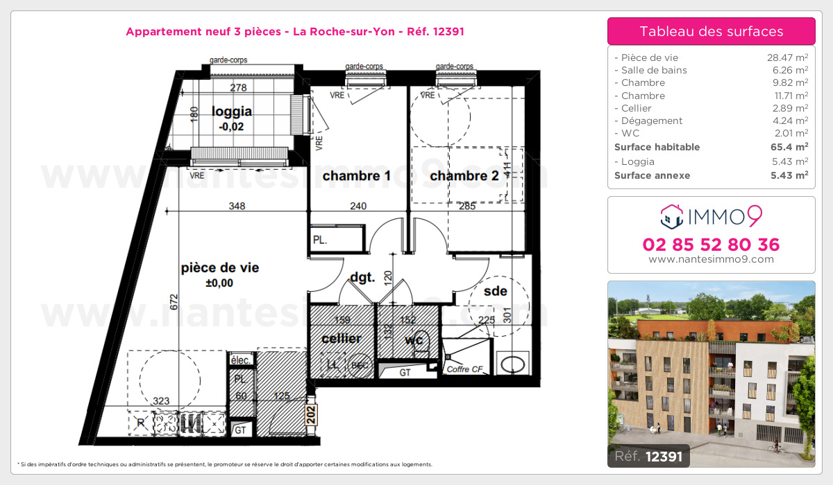 Plan et surfaces, Programme neuf Roche-sur-Yon Référence n° 12391