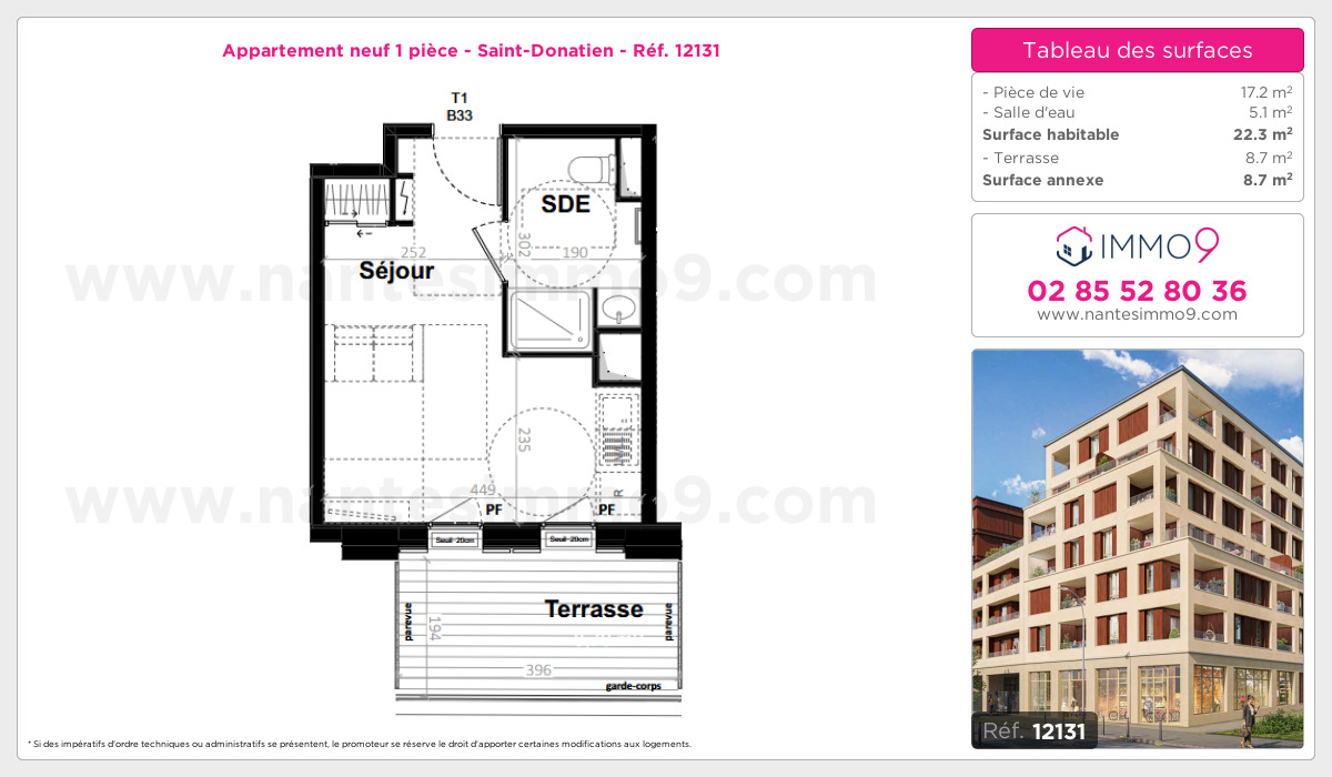 Plan et surfaces, Programme neuf Nantes : Saint-Donatien Référence n° 12131