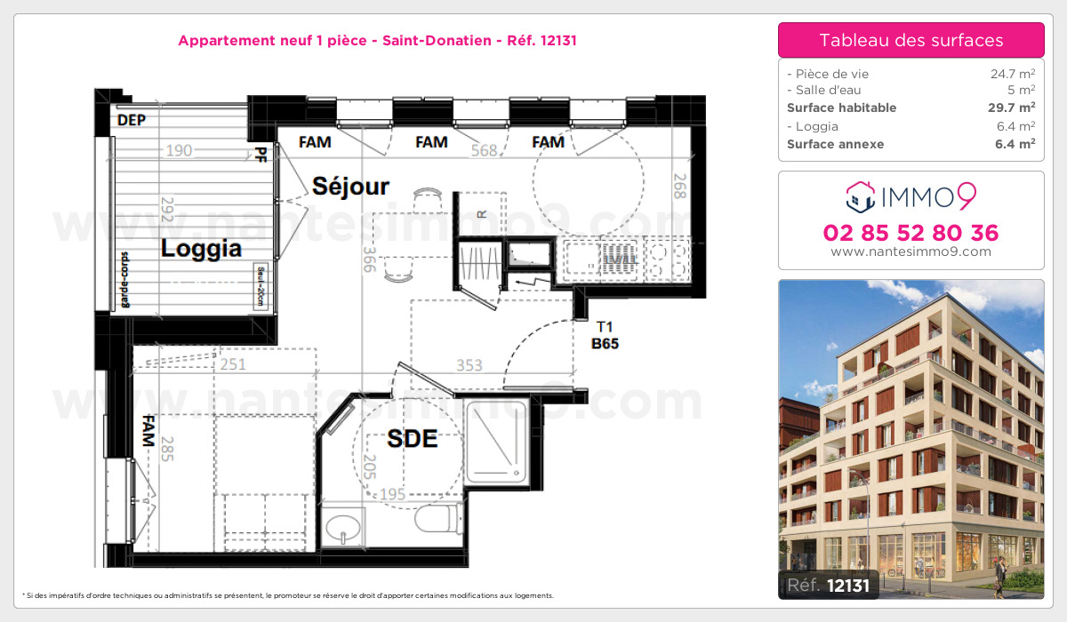 Plan et surfaces, Programme neuf Nantes : Saint-Donatien Référence n° 12131