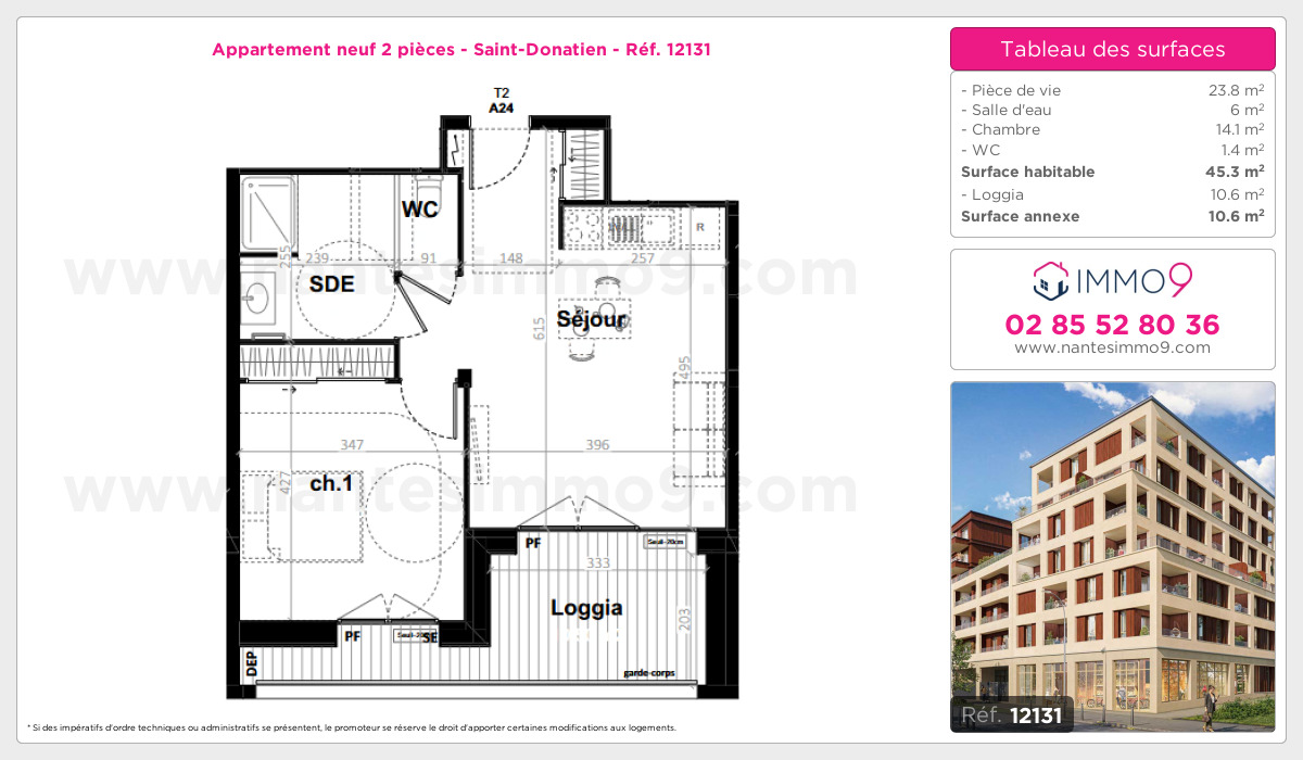 Plan et surfaces, Programme neuf Nantes : Saint-Donatien Référence n° 12131