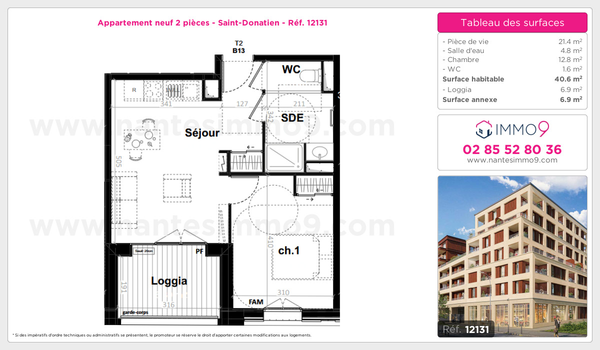 Plan et surfaces, Programme neuf Nantes : Saint-Donatien Référence n° 12131