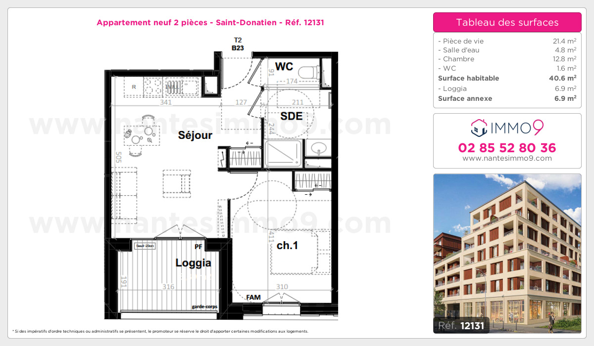 Plan et surfaces, Programme neuf Nantes : Saint-Donatien Référence n° 12131