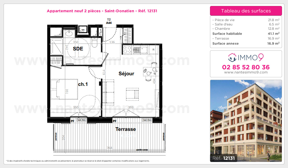 Plan et surfaces, Programme neuf Nantes : Saint-Donatien Référence n° 12131