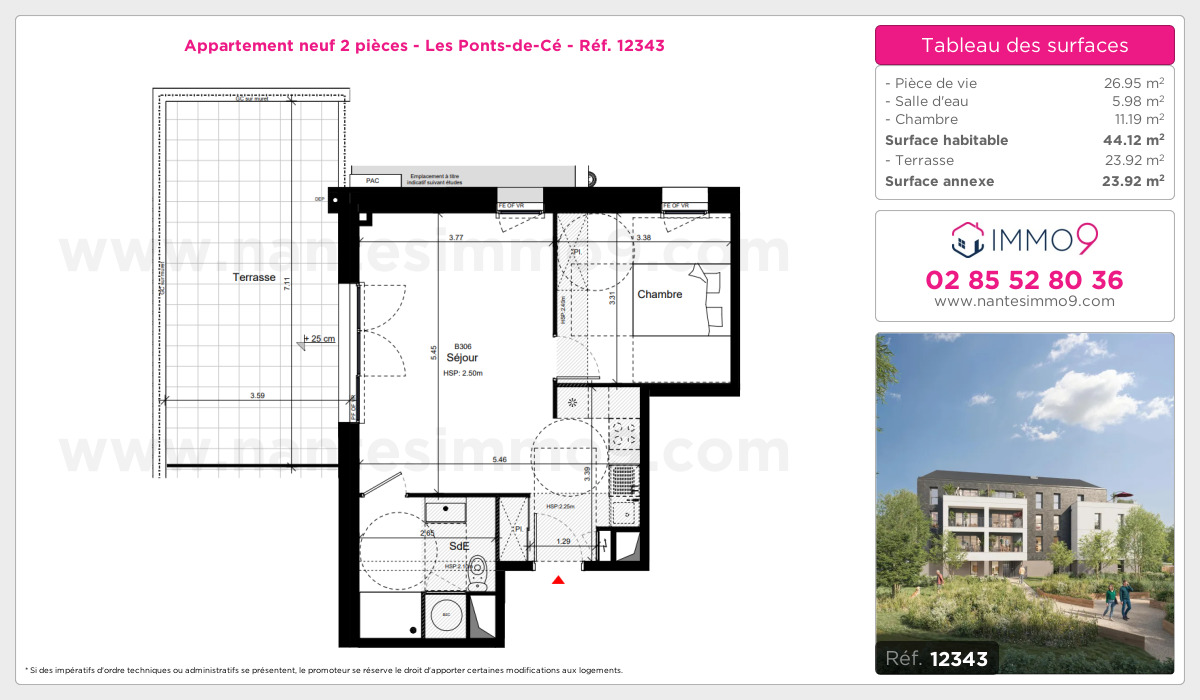 Plan et surfaces, Programme neuf Ponts-de-Cé Référence n° 12343