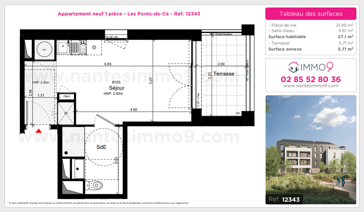 Plan et surfaces, Programme neuf Ponts-de-Cé Référence n° 12343