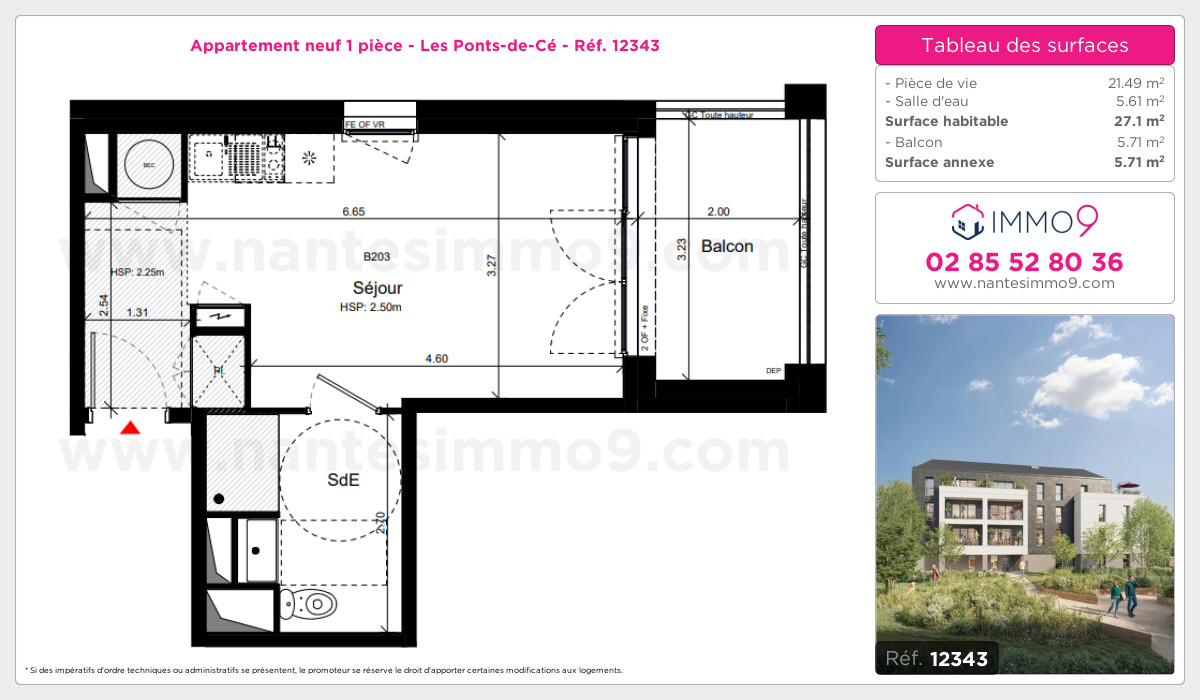 Plan et surfaces, Programme neuf Ponts-de-Cé Référence n° 12343