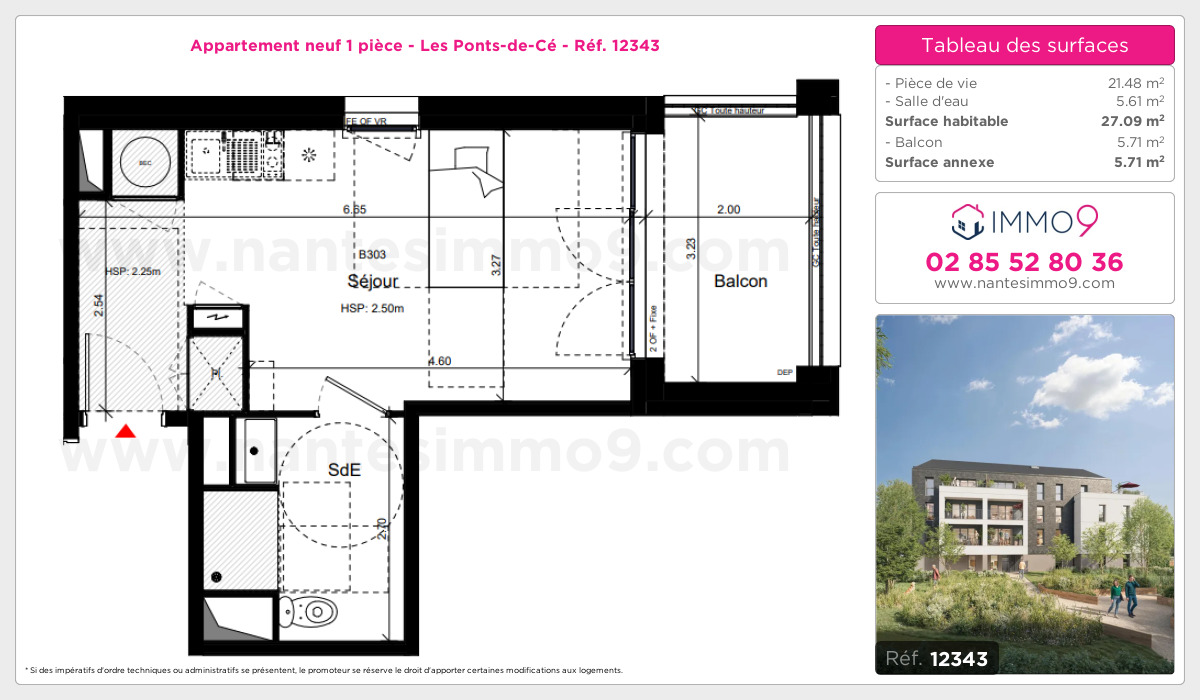Plan et surfaces, Programme neuf Ponts-de-Cé Référence n° 12343