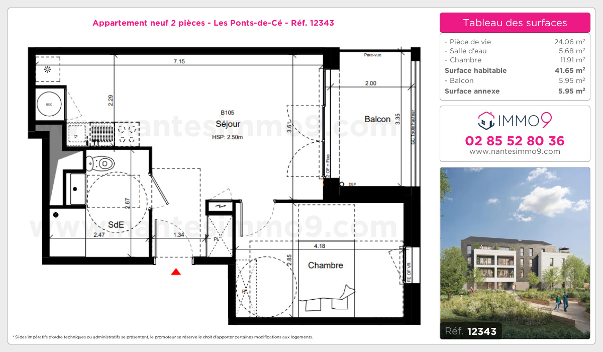 Plan et surfaces, Programme neuf Ponts-de-Cé Référence n° 12343