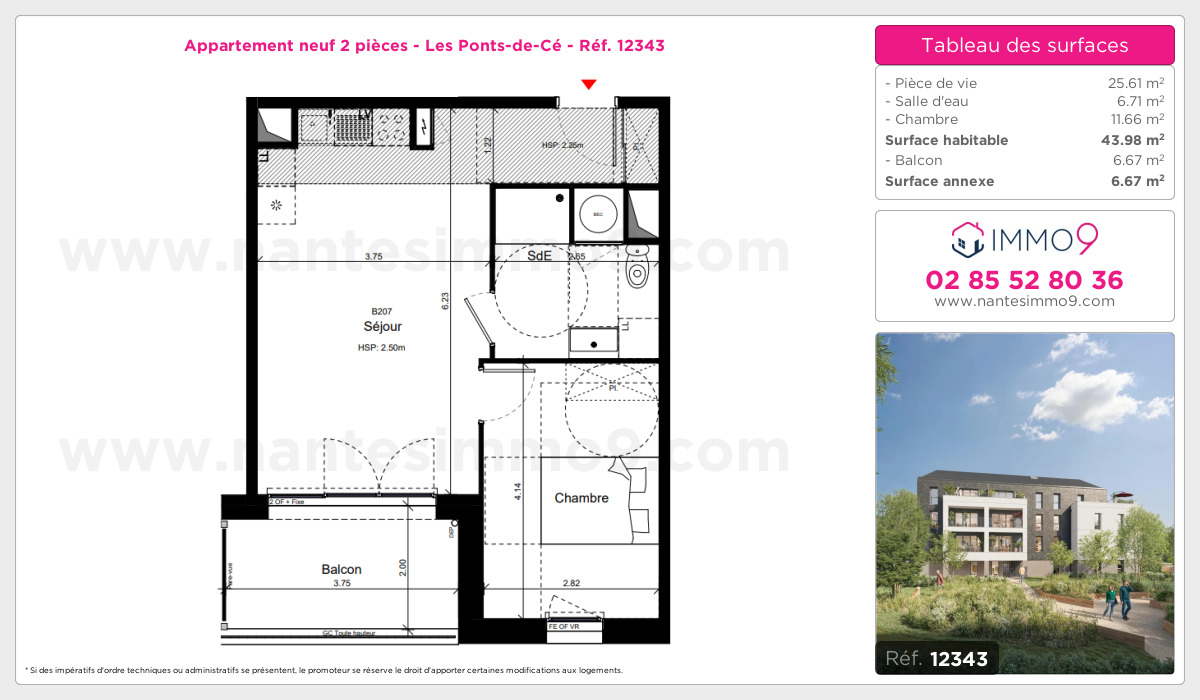 Plan et surfaces, Programme neuf Ponts-de-Cé Référence n° 12343