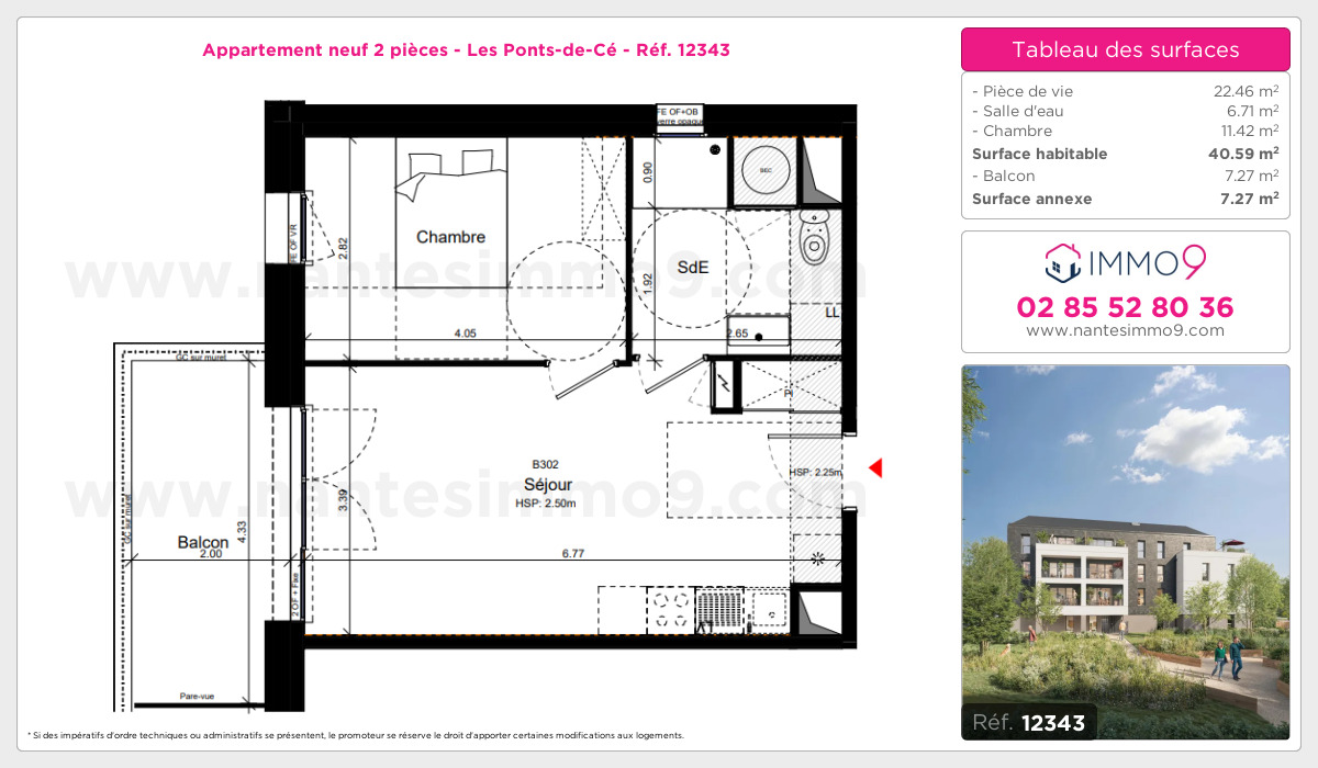 Plan et surfaces, Programme neuf Ponts-de-Cé Référence n° 12343
