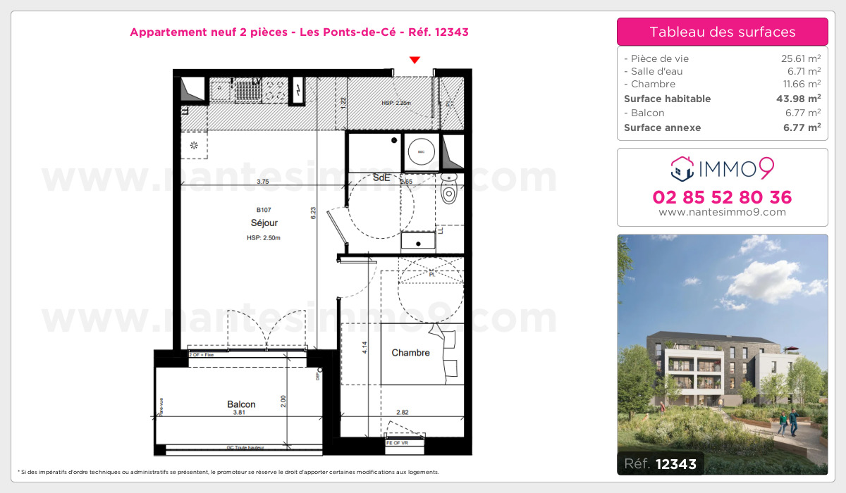 Plan et surfaces, Programme neuf Ponts-de-Cé Référence n° 12343