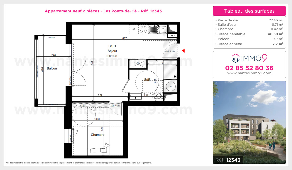 Plan et surfaces, Programme neuf Ponts-de-Cé Référence n° 12343