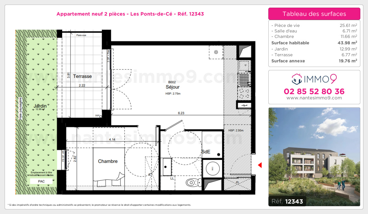 Plan et surfaces, Programme neuf Ponts-de-Cé Référence n° 12343