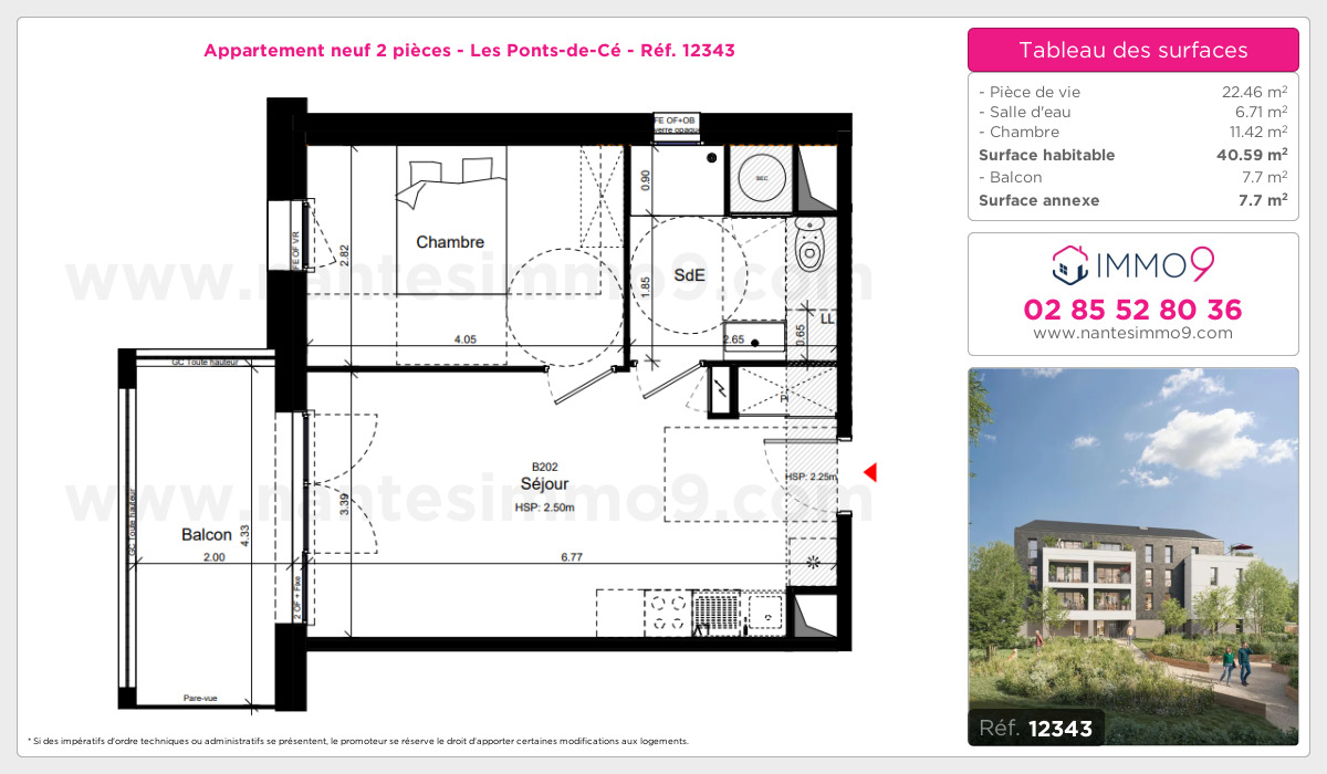 Plan et surfaces, Programme neuf Ponts-de-Cé Référence n° 12343