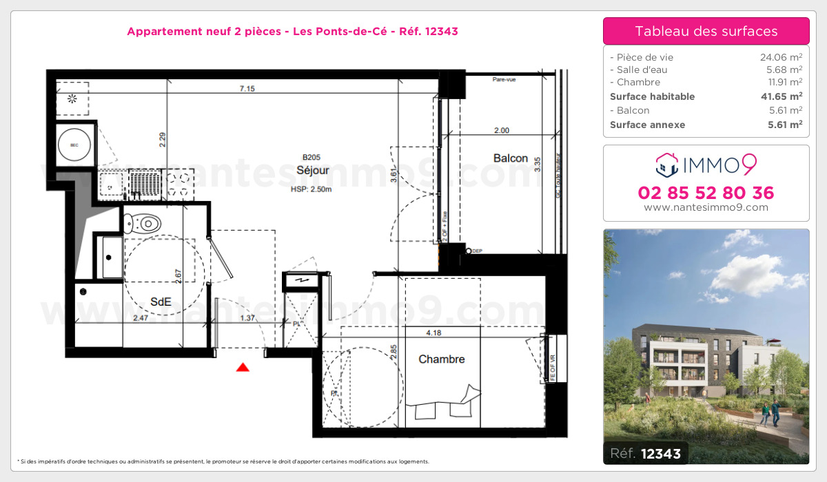 Plan et surfaces, Programme neuf Ponts-de-Cé Référence n° 12343