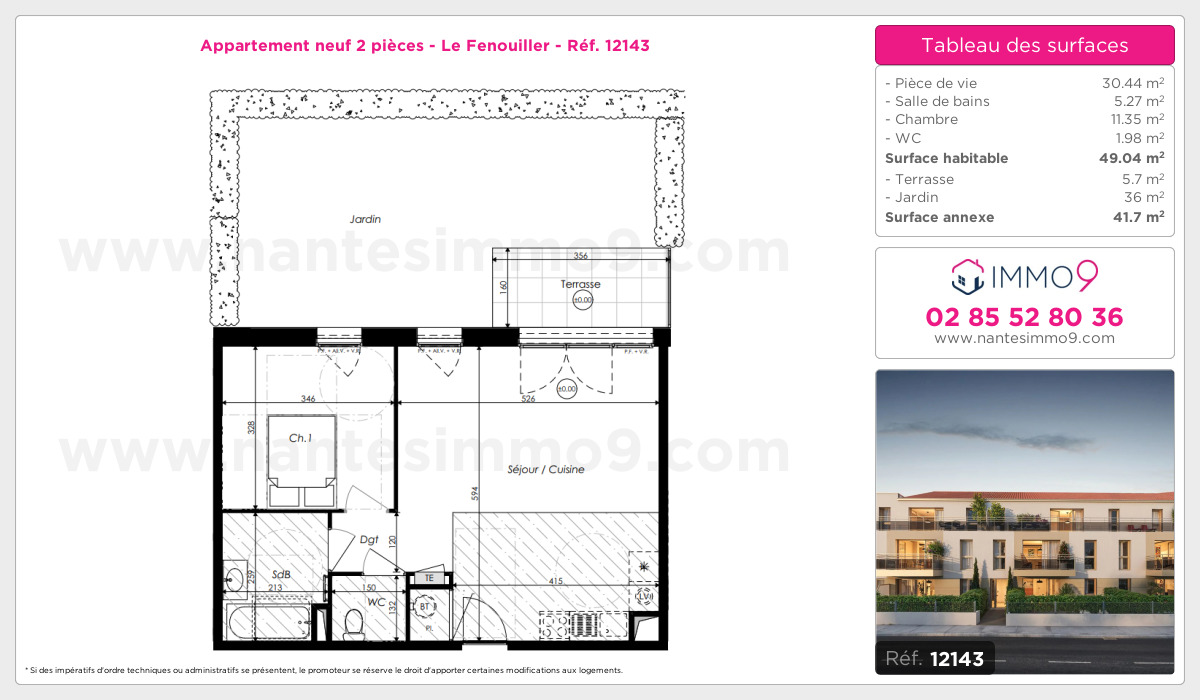 Plan et surfaces, Programme neuf Fenouiller Référence n° 12143