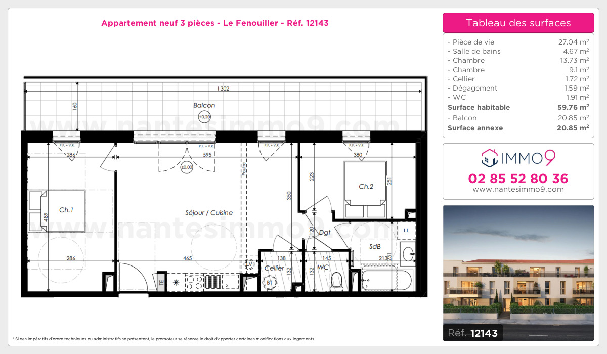 Plan et surfaces, Programme neuf Fenouiller Référence n° 12143