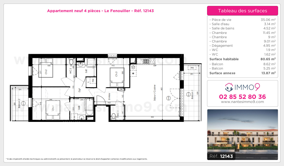 Plan et surfaces, Programme neuf Fenouiller Référence n° 12143