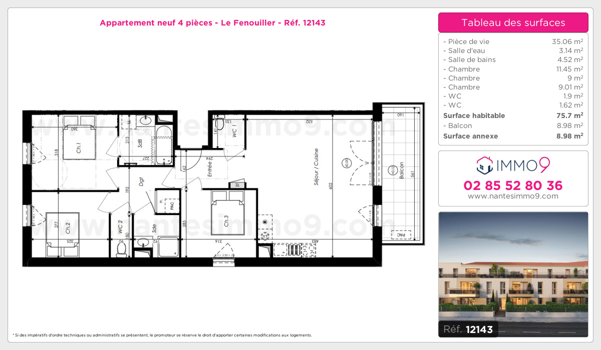 Plan et surfaces, Programme neuf Fenouiller Référence n° 12143