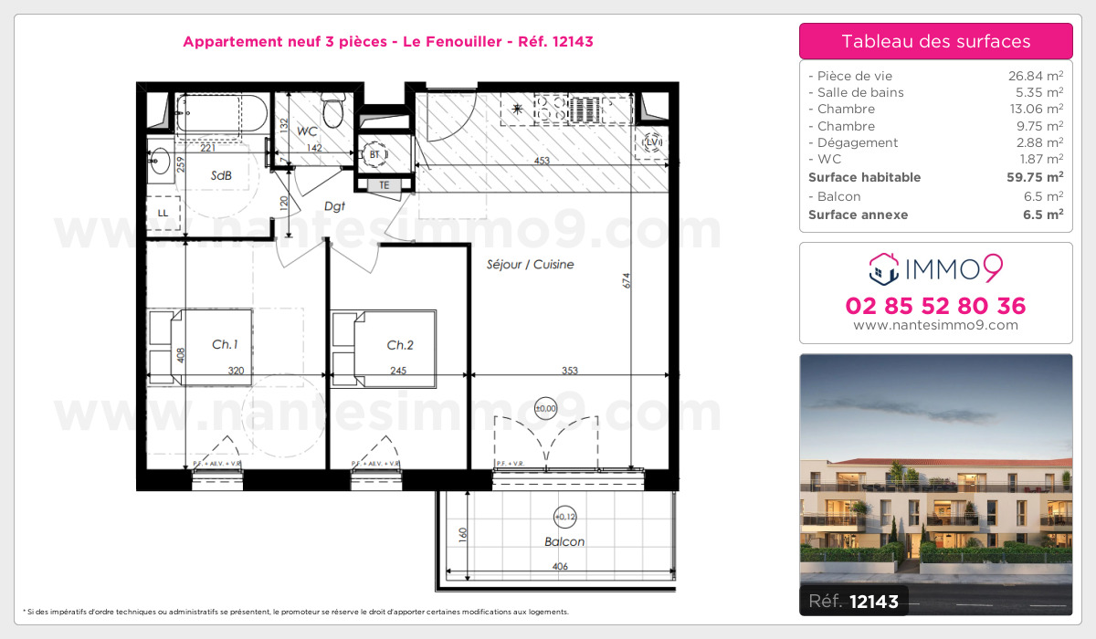 Plan et surfaces, Programme neuf Fenouiller Référence n° 12143