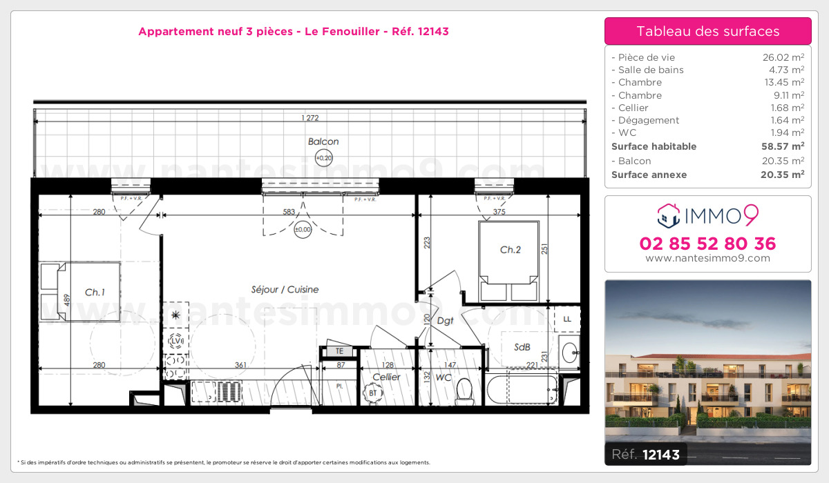 Plan et surfaces, Programme neuf Fenouiller Référence n° 12143