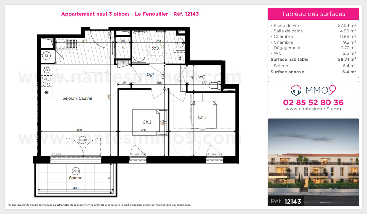 Plan et surfaces, Programme neuf Fenouiller Référence n° 12143