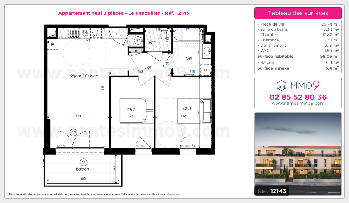 Plan et surfaces, Programme neuf Fenouiller Référence n° 12143