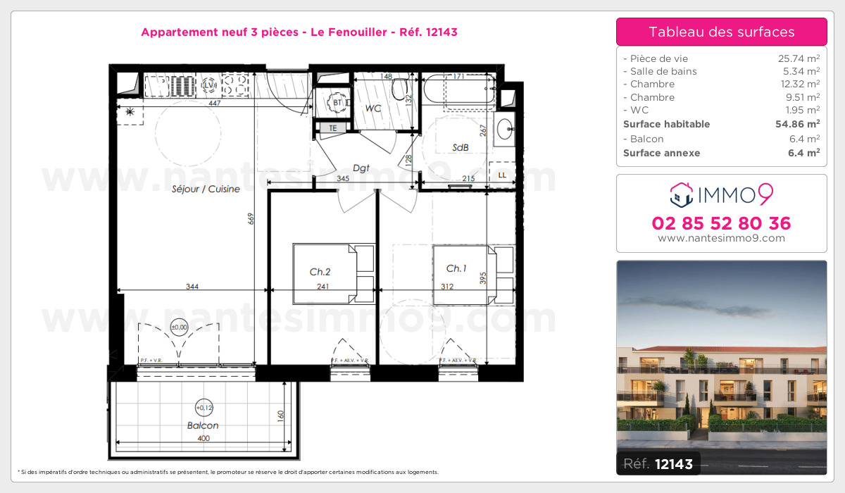 Plan et surfaces, Programme neuf Fenouiller Référence n° 12143