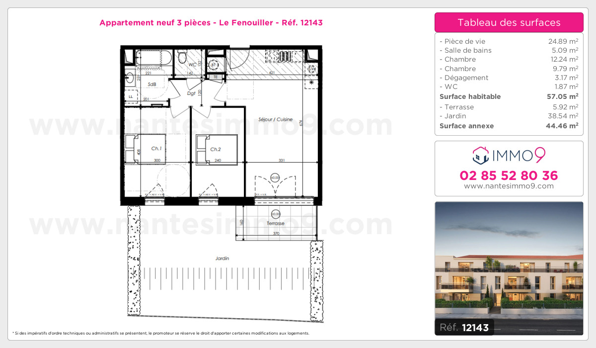 Plan et surfaces, Programme neuf Fenouiller Référence n° 12143