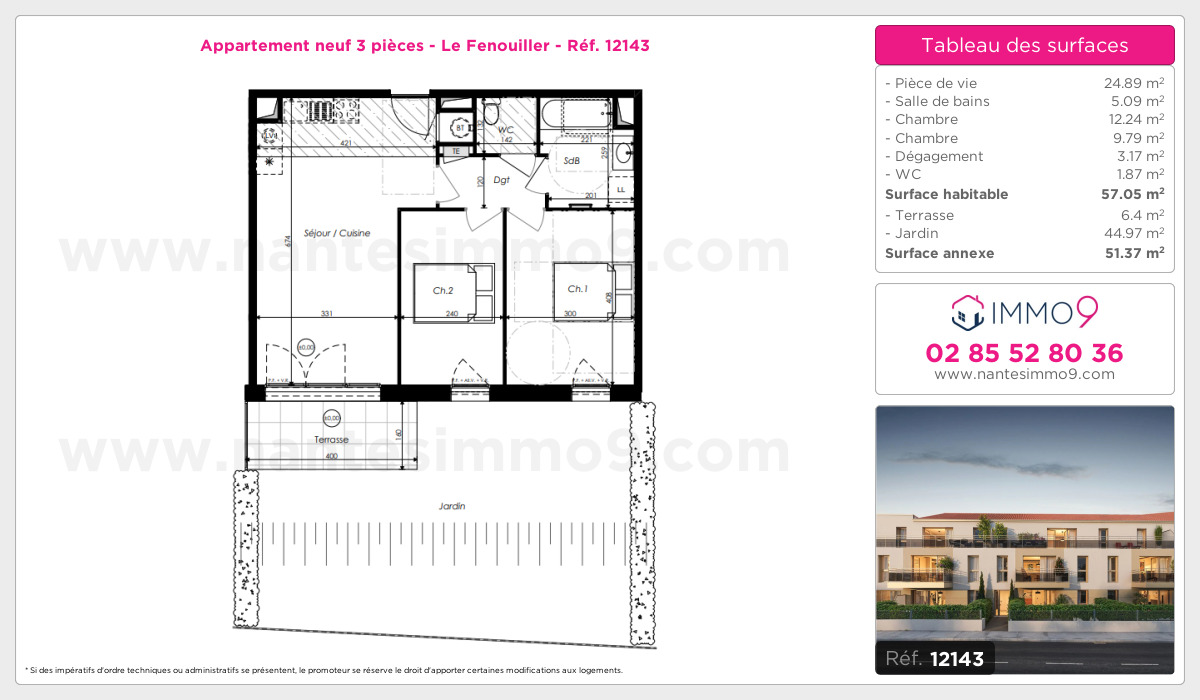 Plan et surfaces, Programme neuf Fenouiller Référence n° 12143