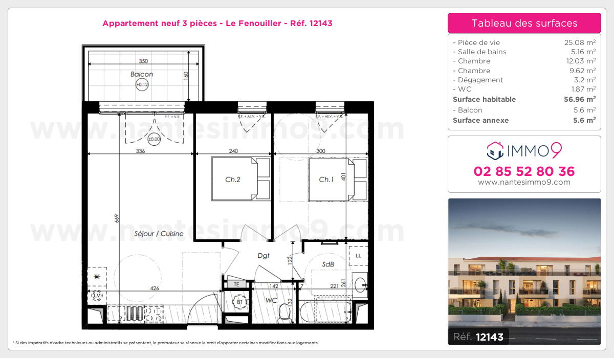 Plan et surfaces, Programme neuf Fenouiller Référence n° 12143
