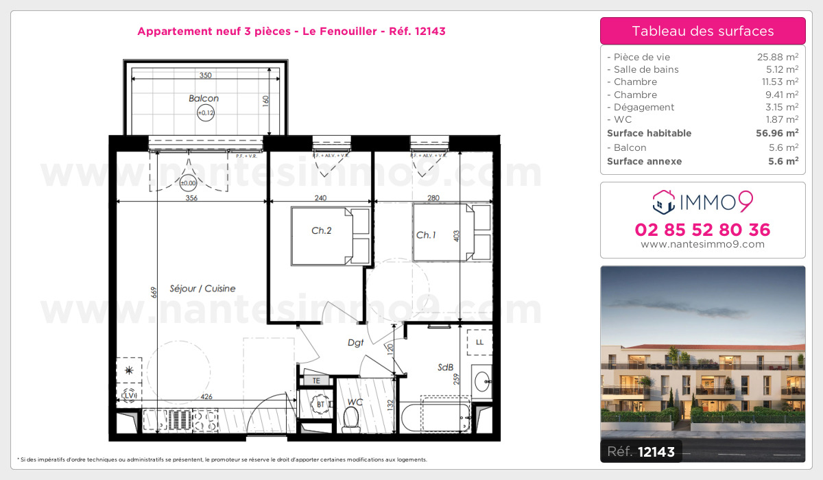 Plan et surfaces, Programme neuf Fenouiller Référence n° 12143