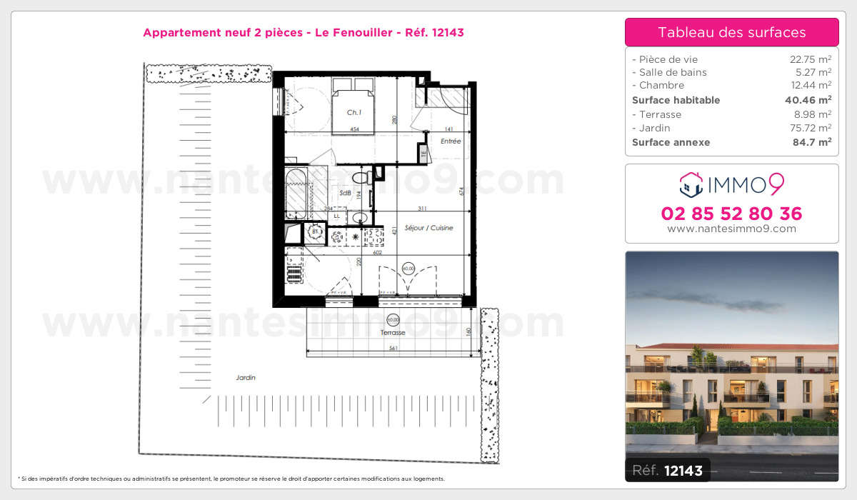 Plan et surfaces, Programme neuf Fenouiller Référence n° 12143