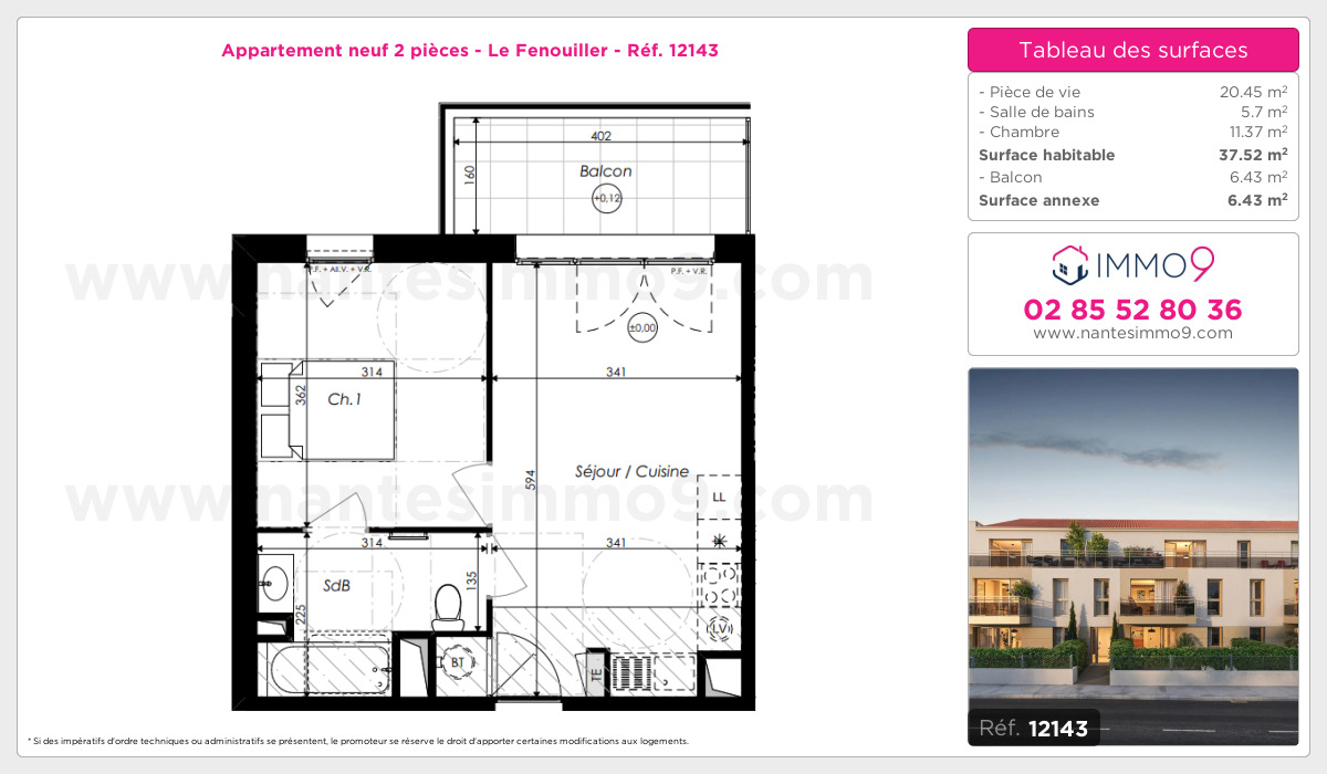 Plan et surfaces, Programme neuf Fenouiller Référence n° 12143